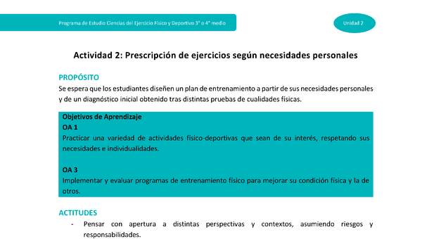 Actividad 2: Prescripción de ejercicios según necesidades personales