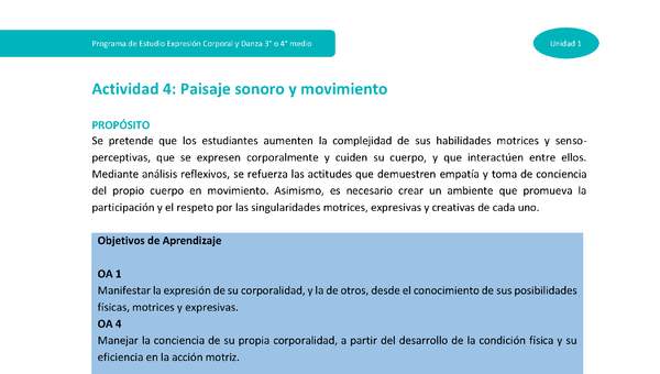 Actividad 4: Paisaje sonoro y movimiento