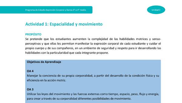 Actividad 1: Espacialidad y movimiento