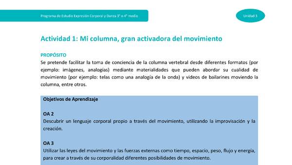 Actividad 1: Mi columna, gran activadora del movimiento