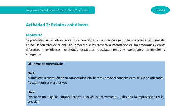 Actividad 2: Relatos cotidianos