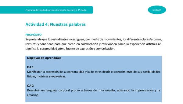 Actividad 4: Nuestras palabras