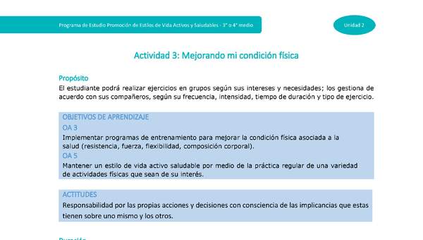 Actividad 3: Mejorando mi condición física