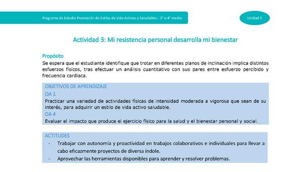 Actividad 3: Mi resistencia personal desarrolla mi bienestar