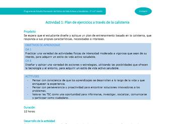 Actividad 1: Plan de ejercicios a través de la calistenia