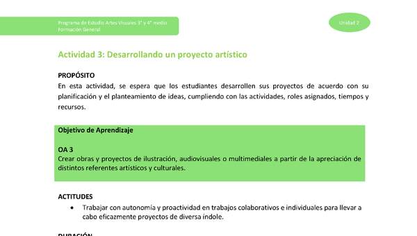 Actividad 3: Desarrollando un proyecto artístico