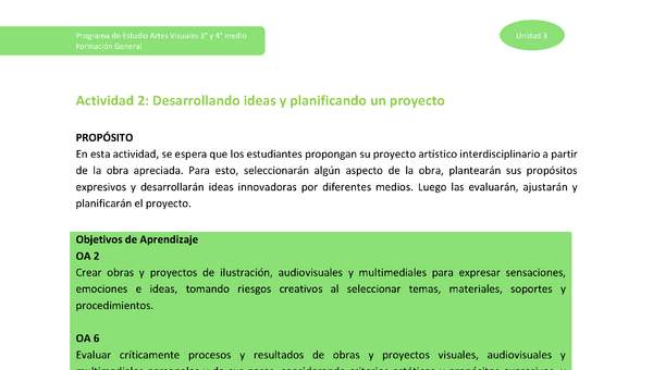 Actividad 2: Desarrollando ideas y planificando un proyecto