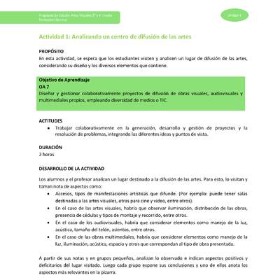 Actividad 1: Analizando un centro de difusión de las artes