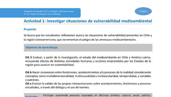 Actividad 1: Investigar situaciones de vulnerabilidad medioambiental