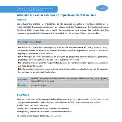 Actividad 4: Evaluar estudios de impacto ambiental en Chile