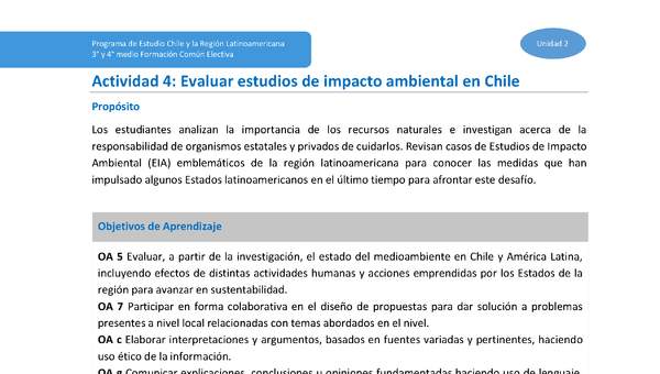 Actividad 4: Evaluar estudios de impacto ambiental en Chile