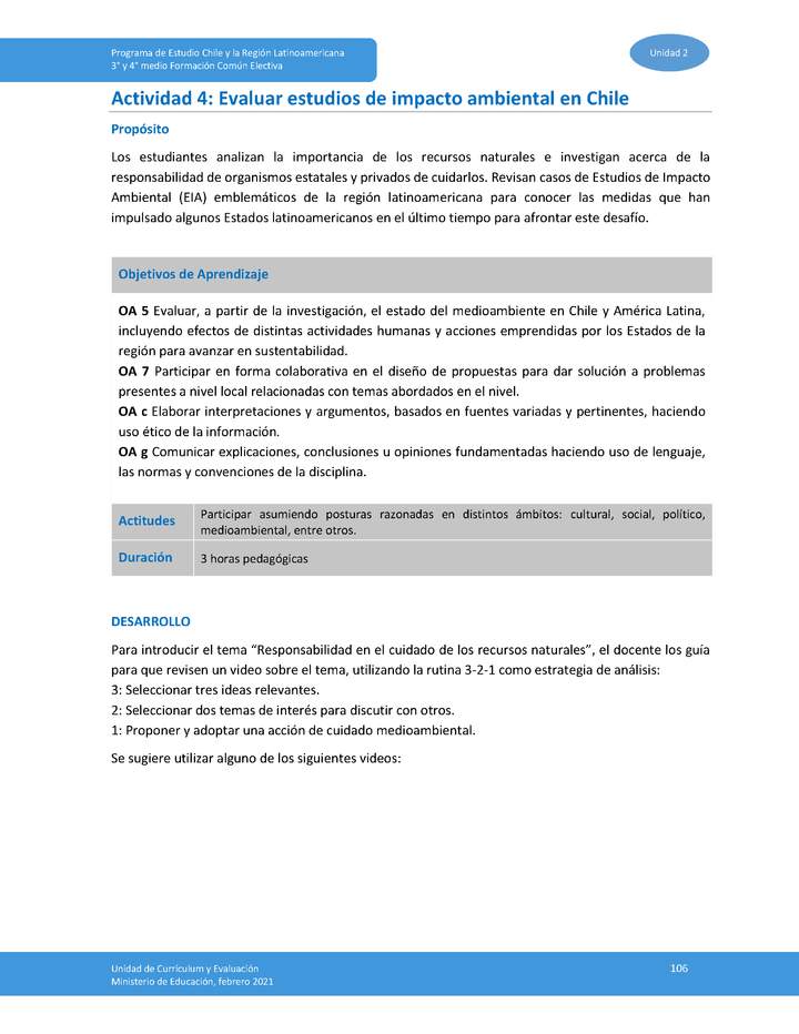 Actividad 4: Evaluar estudios de impacto ambiental en Chile