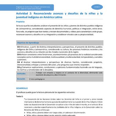 Actividad 2: Reconociendo avances y desafíos de la niñez y juventud indígena en América latina