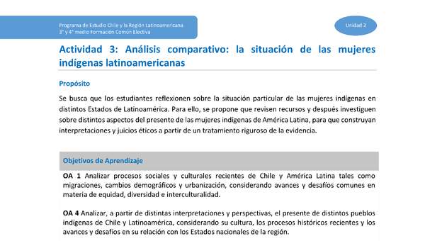 Actividad 3 - Análisis comparativo: la situación de las mujeres indígenas latinoamericanas