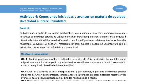 Actividad 4: Conociendo iniciativas y avances en materia de equidad, diversidad e interculturalidad