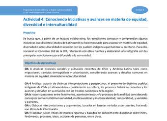 Actividad 4: Conociendo iniciativas y avances en materia de equidad, diversidad e interculturalidad