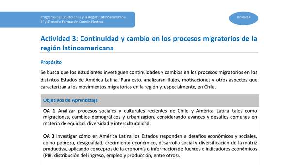 Actividad 3: Continuidad y cambio en los procesos migratorios de la región latinoamericana