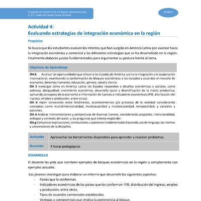 Actividad 4: Evaluando estrategias de Integración económica en la región