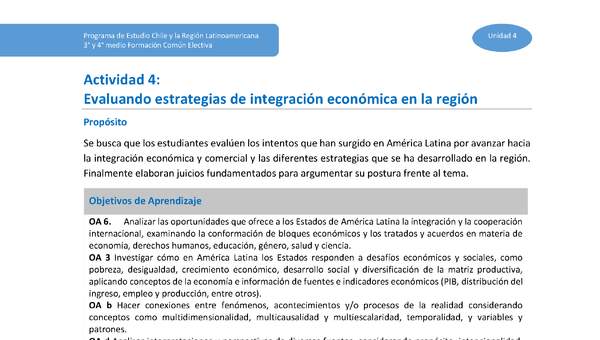 Actividad 4: Evaluando estrategias de Integración económica en la región