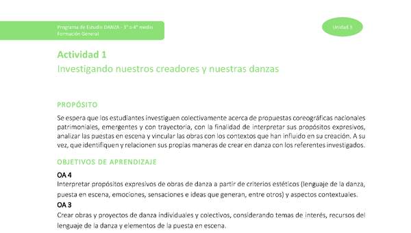 Actividad 1: Investigando, nuestros creadores y nuestras danzas