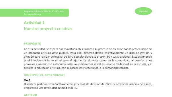 Actividad 1: Nuestro proyecto creativo