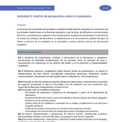 Actividad 3: Análisis de perspectivas sobre la ciudadanía