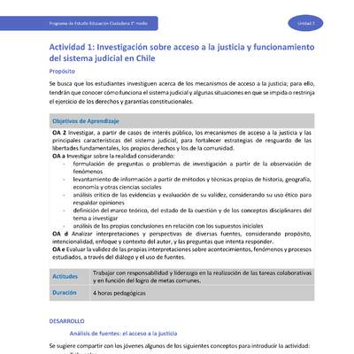 Actividad 1: Investigación sobre acceso a la justicia y funcionamiento del sistema judicial en Chile