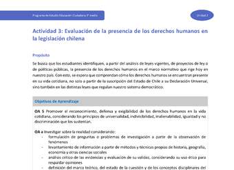 Actividad 3: Evaluación de la presencia de los derechos humanos en la legislación chilena