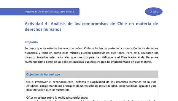 Actividad 4: Análisis de los compromisos de Chile en materia de derechos humanos