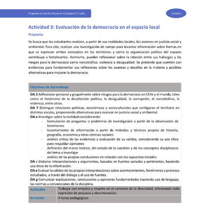 Actividad 3: Evaluación de la democracia en el espacio local