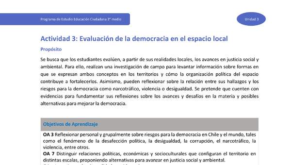 Actividad 3: Evaluación de la democracia en el espacio local