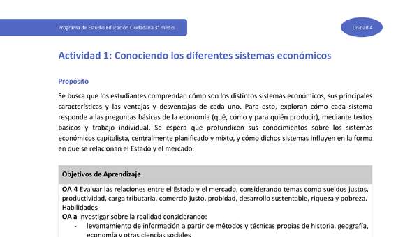 Actividad 1: Conociendo los diferentes sistemas económicos