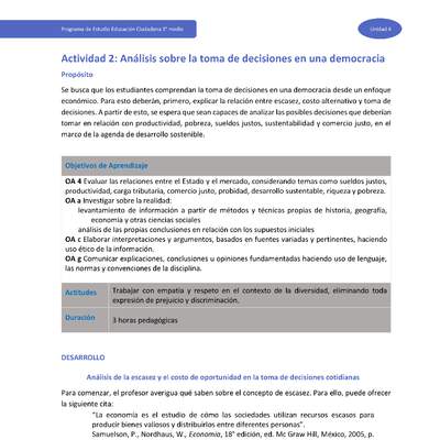 Actividad 2: Análisis sobre la toma de decisiones en una democracia