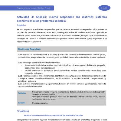 Actividad 3 - Análisis: ¿Cómo responden los distintos sistemas económicos a los problemas sociales?