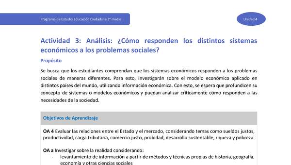 Actividad 3 - Análisis: ¿Cómo responden los distintos sistemas económicos a los problemas sociales?