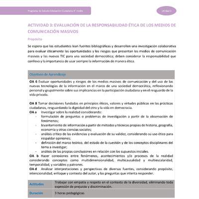 Actividad 3: Evaluación de la responsabilidad ética de los medios de comunicación masivos