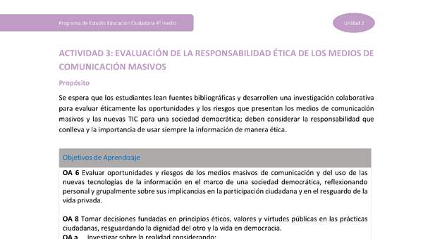 Actividad 3: Evaluación de la responsabilidad ética de los medios de comunicación masivos