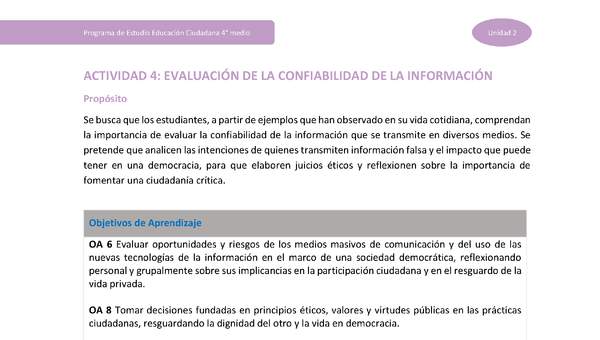 Actividad 4: Evaluación de la confiabilidad de la información