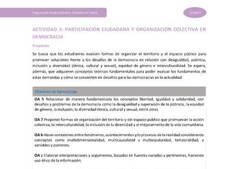 Actividad 3: Participación ciudadana y organización colectiva en democracia
