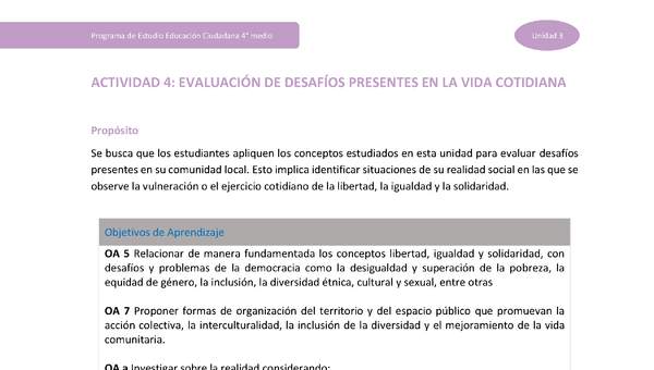 Actividad 4: Evaluación de desafíos presentes en la vida cotidiana