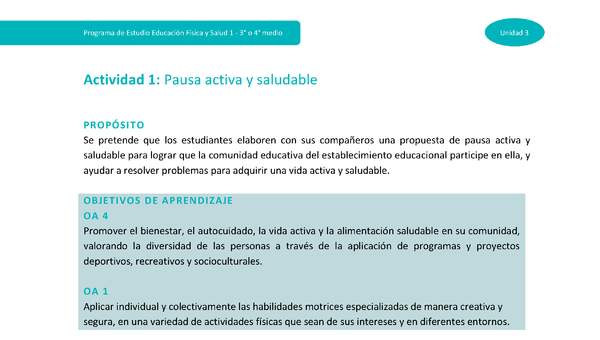 Actividad 1: Pausa activa y saludable