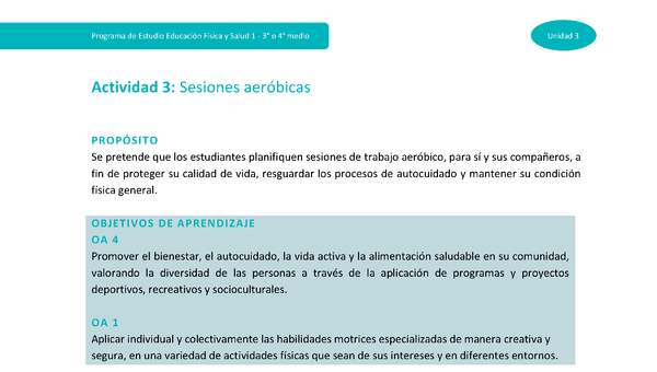 Actividad 3: Sesiones aeróbicas