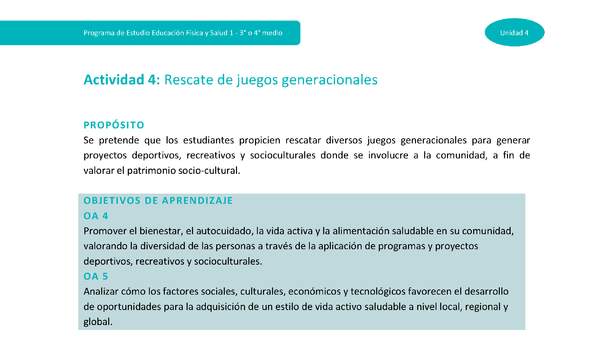 Actividad 4: Rescate de juegos generacionales