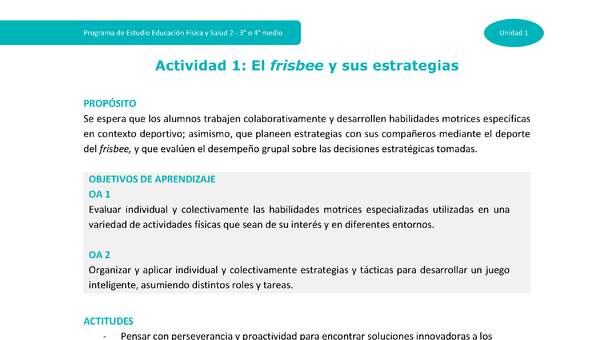 Actividad 1: El Fresbee y sus estrategias