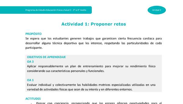 Actividad 1: Proponer retos