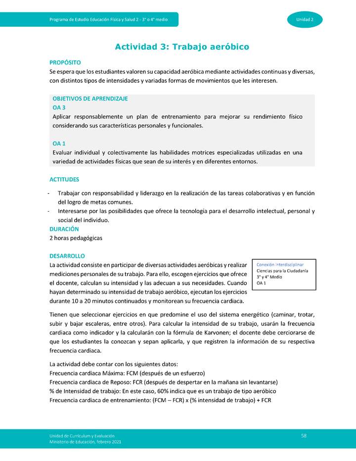 Actividad 3: Trabajo aeróbico