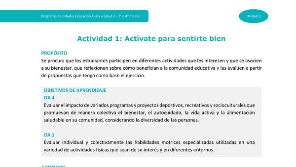 Actividad 1: Actívate para sentirte bien