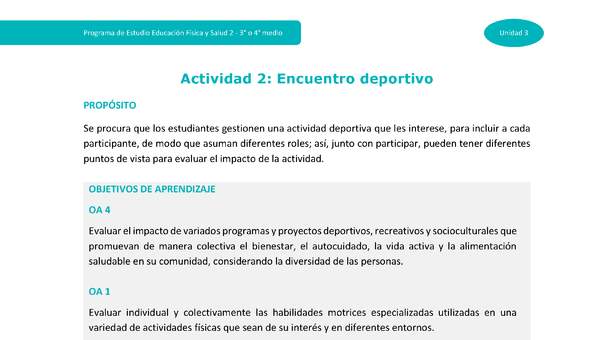 Actividad 2: Encuentro deportivo