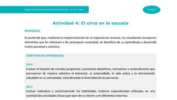 Actividad 4: El circo en la escuela