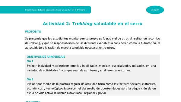 Actividad 2: Trekking saludable en el cerro